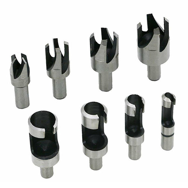 8PCS Wood Plug Cutter Kit, Dowel Cutting Drill Tenon Tools Woodworking