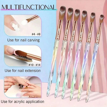 6Pcs Kolinsky Sable Nail Brush Set for Acrylic Powder, New Design