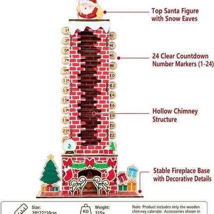 24 Day Xmas Santa Chimney Countdown Calendar Puzzle Toy NEW