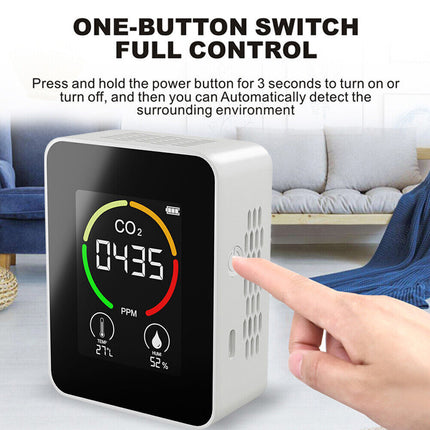 CO2 Monitor, Temperature Humidity Sensor, Air Quality Tester & CO2 Detector