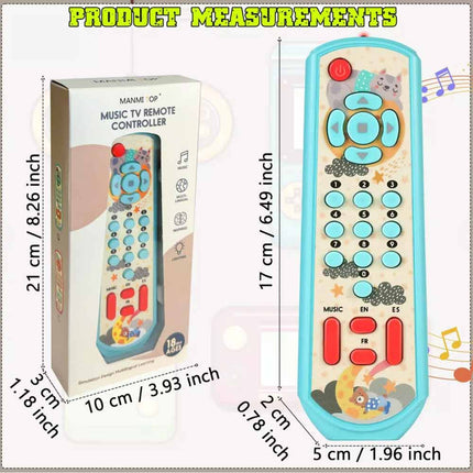 TV Remote Control Toy Sensory Lighting Music Buttons Toddler Play Set Blue