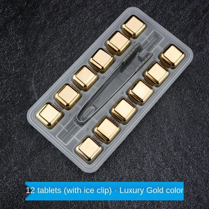 Reusable Stainless Steel Ice Cubes for Whiskey, Chilling Stones with Tong