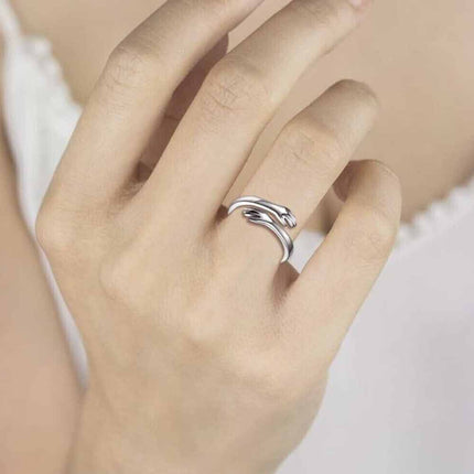 Adjustable S925 Sterling Silver Hug Ring Open Finger Women's