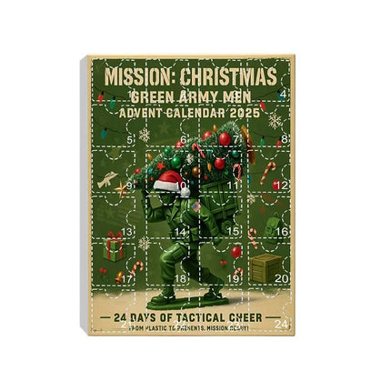 24 Day Christmas Countdown Advent Calendar Green Army Men Toy Gift