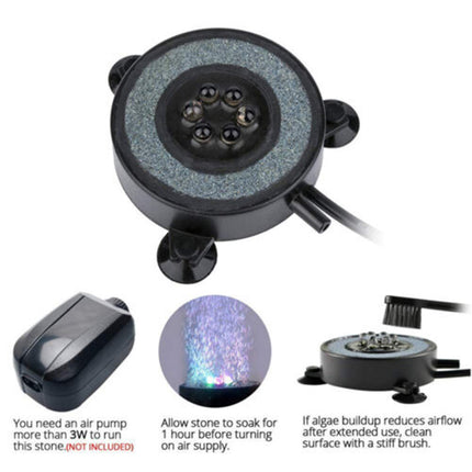7 Color LED Air Stone Disk Aquarium Bubble Light Fish Tank Lamp