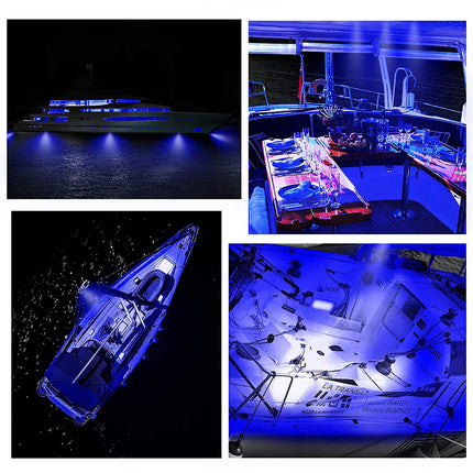 4X Blue LED Courtesy Lights 12V 24V Marine Boat Cabin Deck Stair Walkway