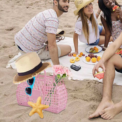 Jelly Beach Bag Reusable Tote Purse Girls Bright Gift Basket