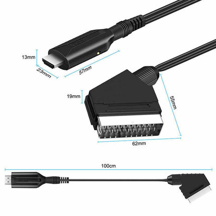 Portable SCART HDMI Converter Adapter Video Audio with USB Cable for TV