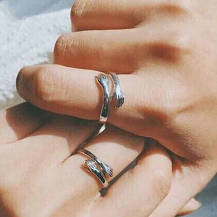 Adjustable S925 Sterling Silver Hug Ring Open Finger Women's