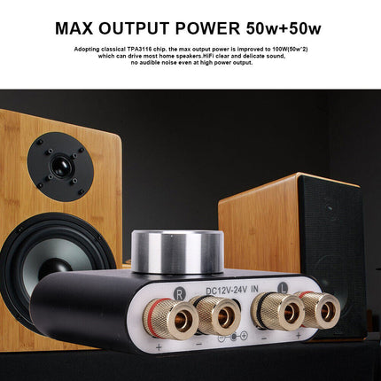 Bluetooth 5.0 Digital Amp Mini HiFi 50W+50W Stereo Audio Power Amplifier