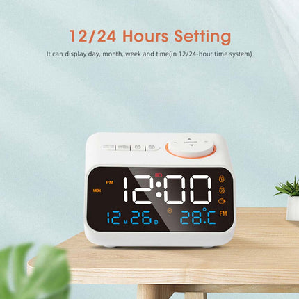 LED Digital Alarm Clock with Calendar, Temperature, FM Radio & Snooze