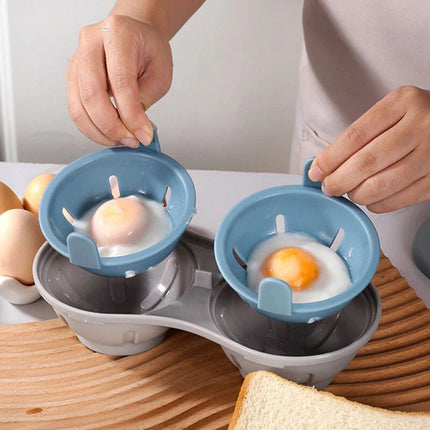 Microwave Double Cup Egg Poacher, Steamer & Boiler for 2 Eggs