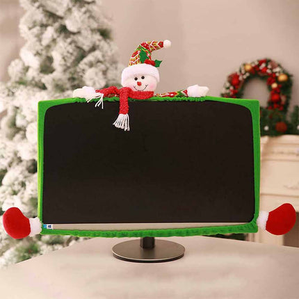 Christmas Computer Monitor Cover Xmas Decoration for Office Decor