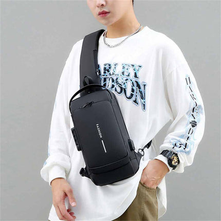 Anti-Theft Sling Crossbody Backpack with USB Port for Men
