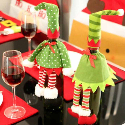 4Pcs Christmas Santa Hat Bottle Toppers Wine Bottle Cover Xmas Table Decor