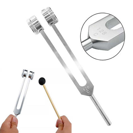 128Hz Tuning Fork with Hammer Sound Therapy Healing Vibration Musical Kit