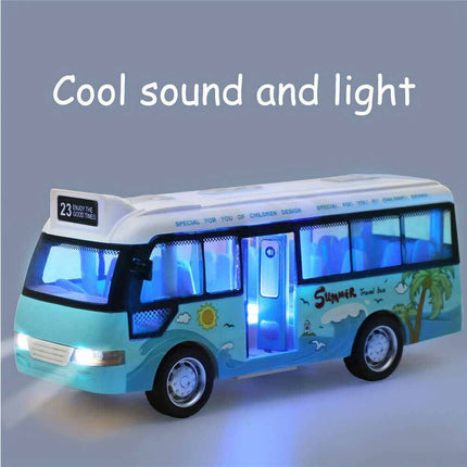 Simulation School Bus Toy with Sound, Light & Opening Doors for Kids