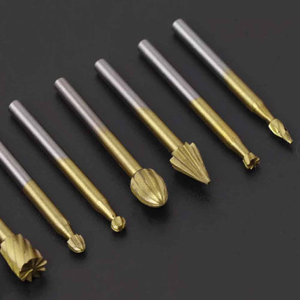 10Pcs HSS Wood Carving Router Bits Set Rotary Drill File Tools for Carving