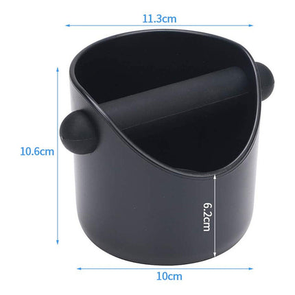 Coffee Waste Container with Knock Bar & Tamper Tube, Black Bucket for Barista