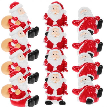 12Pcs Random Santa Mini Figurines Christmas Ornaments Indoor Decor