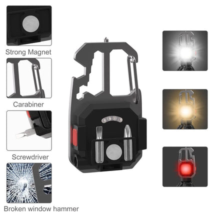 1x USB Rechargeable LED COB Work Light Mini Magnetic Keychain Torch Lamp