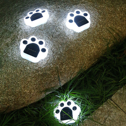 4Pcs Animal Bear Paw Solar Garden Lights, Waterproof Outdoor Yard Lamp