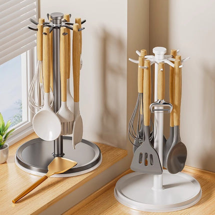 Rotatable Kitchen Tool Holder Utensil Stand for Spoon Spatulas Whisks