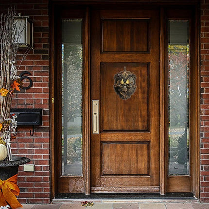 Halloween Iron Skull Doorbell, Spooky Animated Haunted Prop Decor