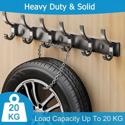 6 Hook Aluminum Wall Mount Hanger Coat Clothes Key Holder Door Rack
