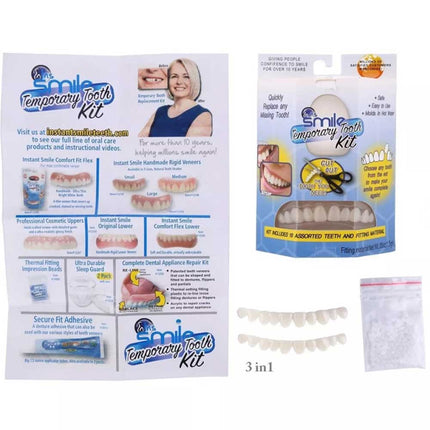 3X Instant Smile Comfort Fit Flex Teeth Top Temporary Replacement Repair
