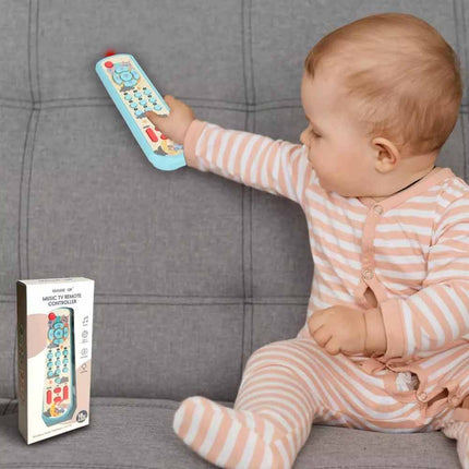 TV Remote Control Toy Sensory Lighting Music Buttons Toddler Play Set Blue