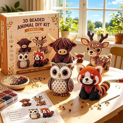 3D Beaded Animal DIY Kit – Cute Bead Embroidery Craft for Kids