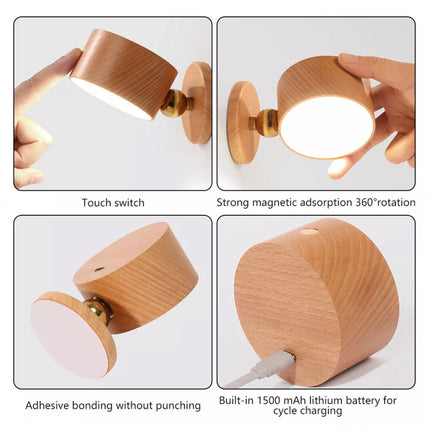 USB Rechargeable Wall Mounted LED Touch Light Dimmable Bedside Desk Lamp