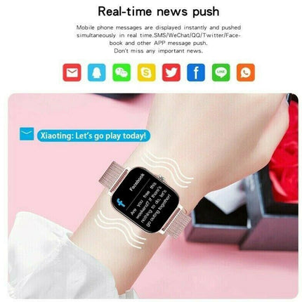 Bluetooth Smart Watch Pink Heart Rate Monitor for iPhone Android Men Women