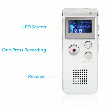 8GB Digital Voice Recorder with MP3 Player Rechargeable USB