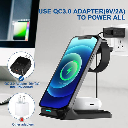 3 in 1 Wireless Charger Dock for Apple Watch, iPhone 13/12/11/XS, AirPods