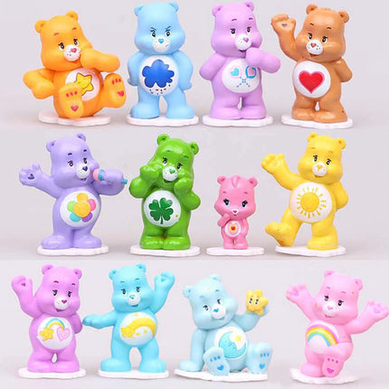 12Pcs Rainbow Bears Care Bears Playset Figure Cake Decor Topper Toys