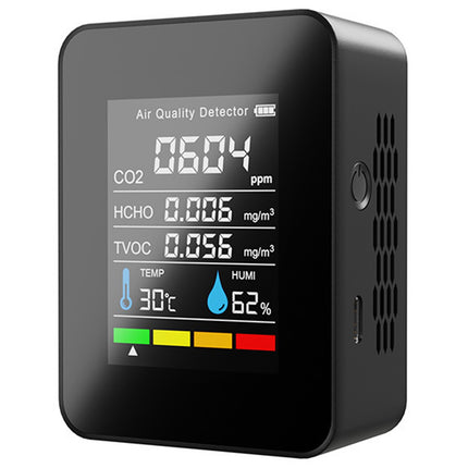 USB Rechargeable 5 in 1 Air Quality Monitor CO2 TVOC HCHO Temp Humidity