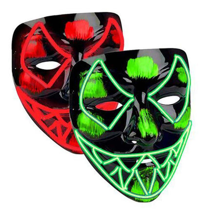 Halloween LED Purge Mask Glow in Dark Light Up Costume Scary Rave Cosplay