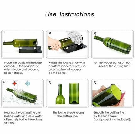 Glass Bottle Cutter Kit Adjustable Sizes 5 Wheels Round Cutting Tool