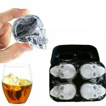 3D Skull Silicone Ice Jelly Cube Mold, Chocolate Tray Maker for Bar Party