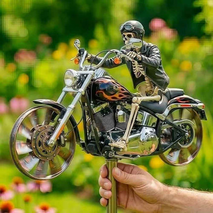 Motorcycle Wind Spinner Yard Garden Biker Windmill Rotating Wheels Flat 2D