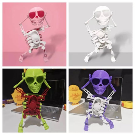 3D Dancing Skeleton Toy, Clockwork Spring Self-Moving Swinging Bobblehead