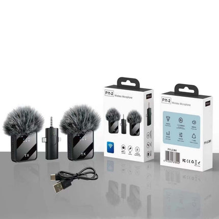Dual Wireless Lavalier Microphone Plug Play Lapel Mic for iPhone Android