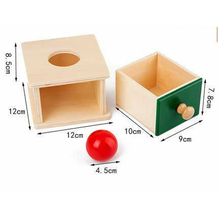 Wooden Object Permanence Box Coin Ball Toy Educational Early Learning