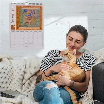 2026 Weird Medieval Cats Wall Calendar Monthly Planner Art Gag Gift