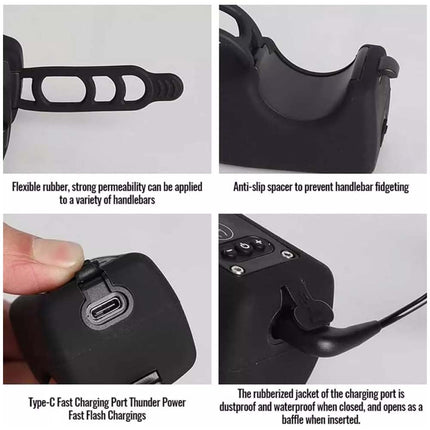 Mountain Bike Light Electronic Horn Bell USB Rechargeable Bicycle Alarm