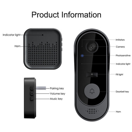 Wireless Smart Doorbell with WiFi Tuya Security Camera Phone Ring Alert