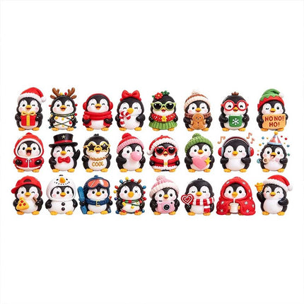 24 Days Christmas Countdown 3D Penguin Theme Animal Figure Decors