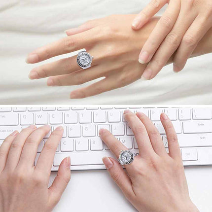 Bling Women's Finger Ring Watch, Analog Quartz Ring Watch